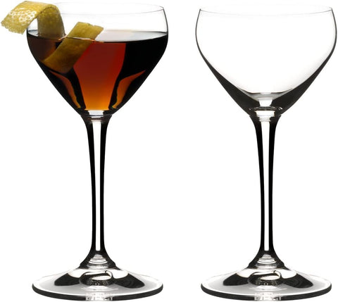 Riedel Drink Specific Glassware, Nick & Nora Cocktail Glass, 4oz, Old-Fashioned Stemmed Cocktail Glasses, Martini, Manhattan, Set of 2