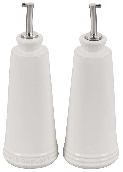 Stoneware Signature Oil & Vinegar Set of 2- White