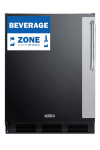 Summit 24" Undercounter Refrigerator with One-Solid Door | Commercial Upright Beverage Fridge for Beer Soda | 5.5 Cu.Ft, (3) Shelves, 23.63"W x 22.75"D x 31.88"H, Black, Stainless Steel, 115v, NSF