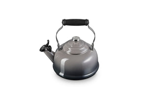 Le Creuset Enamel On Steel Whistling Tea Kettle with Metal Finishes, 1.7 qt., Oyster