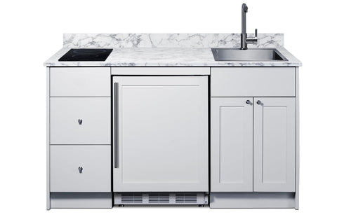 63inch wide Turnkey Kitchen with sink cooktop and refrigerator-freezer