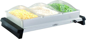 Broil King NBS-3SP Professional Stainless-Steel Triple Buffet Server with Plastic Lids