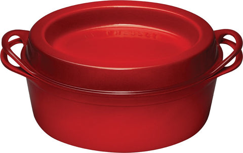 Le Creuset Enameled Cast Iron Traditional Oval Doufeu, 7.25 qt., Cerise