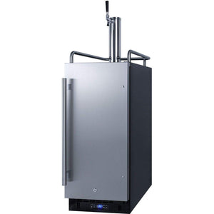 Summit Appliance SBC15CF Built-In 15" Wide Commercially Listed Kegerator with Auto Defrost, Digital Thermostat, Stainless Steel Door, Black Cabinet, Pro Style Handle, Sealed Back and Front Lock