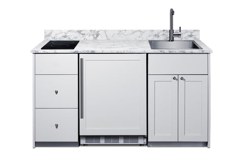 63inch wide Turnkey Kitchen with sink cooktop and refrigerator-freezer
