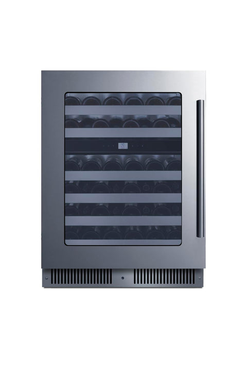 Summit 24” Wine Cellar, Built in Wine Refrigerator, 48 Bottle Capacity, Single Zone Wine Cellar, Stainless Steel & Glass- CL244WC2CSSLHD (Left Handed Door Swing)