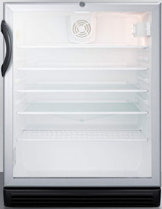Summit Appliance SCR600BGLBIDTPUBADA Commercial ADA Compliant Glass Door Built-in Craft Beer and Wine Refrigerator with Auto Defrost, Digital Thermostat, Lock and Black Cabinet