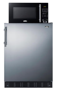Summit Appliance MRF6BK2SSA Microwave/Refrigerator Combination with Allocator; Combo Includes FF6BK2SS All-refrigerator, and SM903BSA1 Microwave; 5.5 cu.ft Capacity; Automatic Defrost