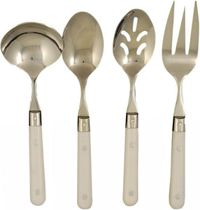 Ginkgo International Le Prix 4-Piece Stainless Steel Hostess Serving Set, White