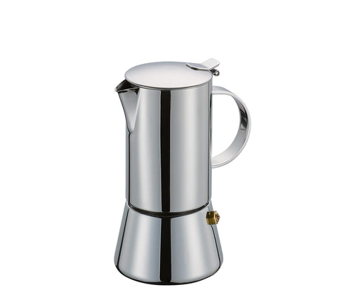 Cilio Stovetop Coffee Maker - 4-Cup, Polished Stainless Steel, Modern - Espresso Maker, Italian Coffee Pot & Percolator