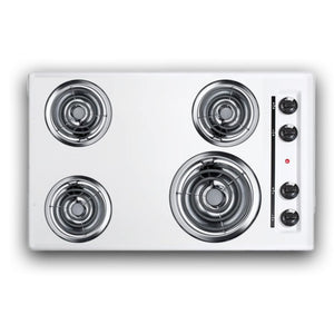 Summit 30" 4 Burner Electric Cooktop White - WEL05