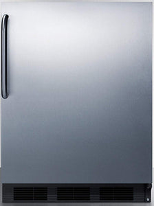 Summit Appliance CT663BKSSTB 24" Wide Refrigerator-Freezer; 5.1 cu.ft; Professional Towel Bar Handle; Cycle Defrost; Adjustable Glass Shelves; Door Storage; Wine Shelf; Interior Light