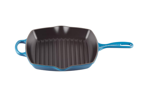 Le Creuset Enameled Cast Iron Signature Square Skillet Grill, 10.25", Marseille