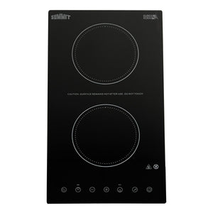 Summit 12" 2 Burner Electric Cooktop. 115 Volt Radiant Cooktop, ADA Compliant, Black - CR2B15T1B