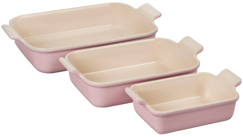 Heritage Set of 3 Rectangular Dishes - Chiffon Pink 1.1 qt., 2.5 qt. & 4 qt.