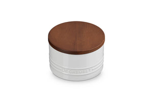 Canister with Wood Lid - White 16 oz.