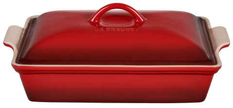 Le Creuset Stoneware Heritage Covered Rectangular Casserole, 4 qt. (12" x 9"), Cerise