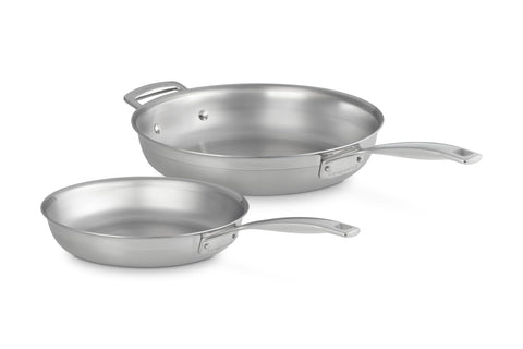 Le Creuset Stainless Steel Classic 3-Ply Set of 2 Fry Pan Set, 9.5" and 11"