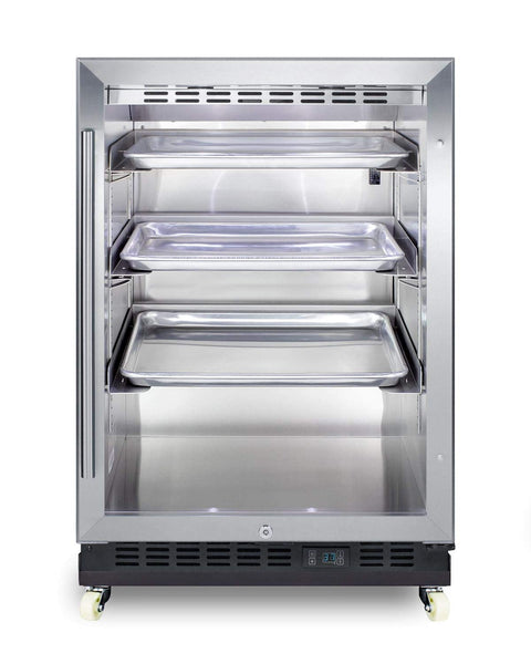 Summit Appliance SCR610BLRI Built-in Undercounter Mini Reach-in Commercial Beverage Center w/SS Interior, Sheet Pans and Adjustable Tray Supports, Lock, Digital Thermostat, and Removable Dolly
