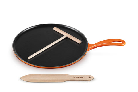 Le Creuset Enameled Cast Iron Traditional Round Crepe Pan, 10.25", Flame