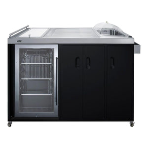 Summit CARTOS54RG Portable Outdoor Kitchenette Bar Cart Beverage Center, Built-in Refrigerator, Sink, and Faucet, Comes with Cutting Board and Sink Drain Container (LHD)