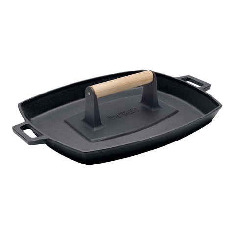 Bayou Classic 7455 Cast Iron Baking Pan and Bacon Press Set