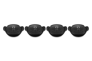 Set of 4 Mini Round Braiser 1/3 QT Matte Black Ss Kno