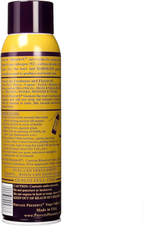 Private Preserve Wine Preservation System | 100% Green Gas Based | Suitable for all Wine, Port, Sake, Cognac, Whiskey, Fine Oil and Vinegar