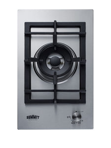 Summit GCJ1SS, 12-Inch-Wide Single Burner Gas Cooktop, Stainless Steel with Sealed Burners, Cast Iron Grates, Wok Ring, NG/LPG Conversion Kit, Flame Failure Protection, Easy to Clean, Cord Included