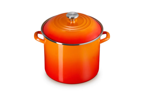 Le Creuset Enamel on Steel Traditional Stockpot, 12 qt., Flame with Stainless Steel Knob