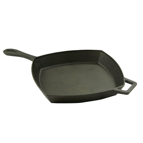 Bayou Classic 7433 12-in Square Cast Iron Skillet Features Helper Handle Perfect For Breakfast Pan Frying Sautéing and Baking