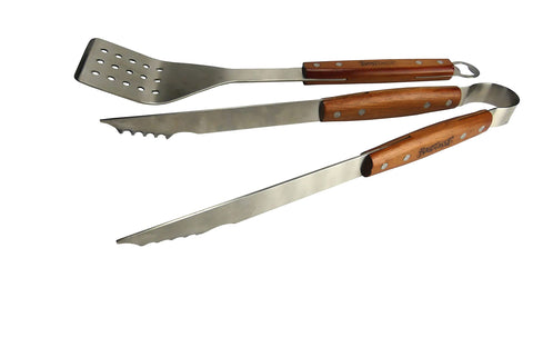 Bayou Classic 500-770 2-pc Stainless Grill Tool Set Includes Spatula and Tongs Made of Durable Stainless Steel Fitted w/ Hardwood Handles Perfect Gift For Any Backyard Chef