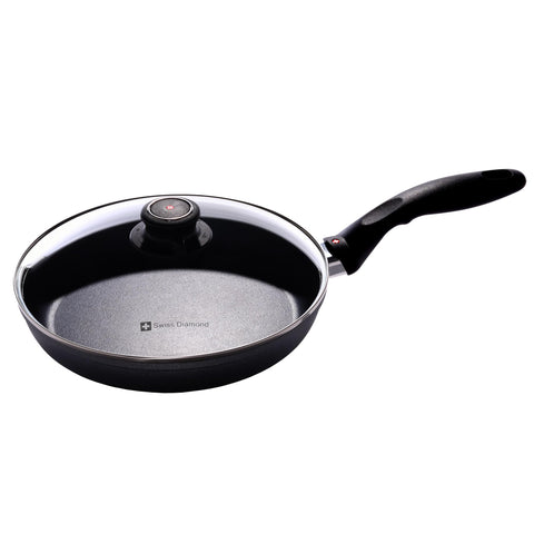 Swiss Diamond Frying Pans Nonstick with Lid, Features Nonstick Diamond Coated Aluminum Skillets and Oven Safe Frying Pans with Lids, Cover Included, 10.25 Inch
