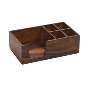 Kalmar Home Acacia Wood Flatware & Napkin Holder - large