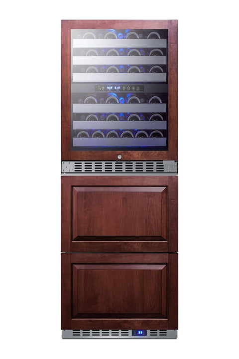 Summit 24” Combination Wine Cellar & 2-Drawer Refrigerator, Dual Zone Wine Cellar, 46 Bottle Capacity, Panel Ready*- SWCDAR24PNR *Panels not included