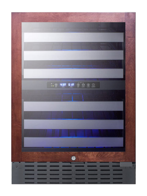 Summit Appliance SWC532BLBISTPNR Commercially Approved Dual Zone 24" Wide Built-In Wine Cellar with Panel-Ready Glass Door, Full Extension Shelves, Digital Thermostat and Black Cabinet