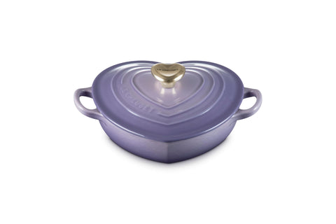 Le Creuset Enameled Cast Iron Traditional Shallow Heart Cocotte, 1.25 Qt., Provence Light Gold Heart Knob