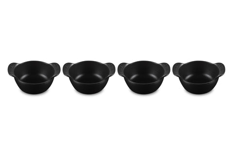 Set of 4 Mini Round Cocotte Base 1/3 QT Matte Black