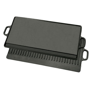 Bayou Classic 7428 28-in Cast Iron Reversible Rectangular Griddle Features Flat Side and Ribbed Grill Side Perfect For Large Batch Breakfast Burgers and Grilled Sandwiches Steaks and Chicken