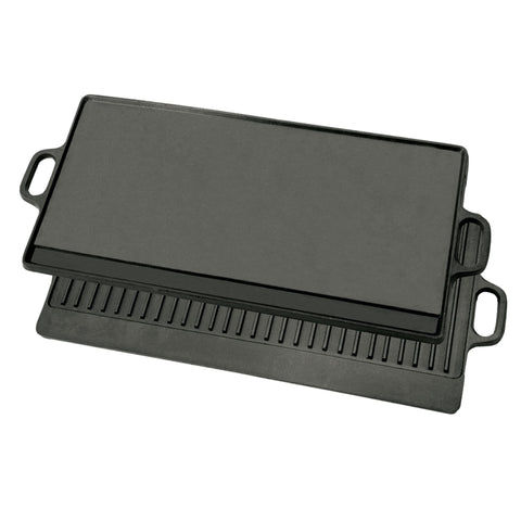 Bayou Classic 7428 28-in Cast Iron Reversible Rectangular Griddle Features Flat Side and Ribbed Grill Side Perfect For Large Batch Breakfast Burgers and Grilled Sandwiches Steaks and Chicken