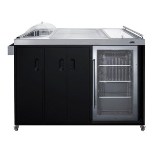 Summit CARTOS54LG Portable Outdoor Kitchenette Bar Cart Beverage Center, Built-in Refrigerator, Sink, and Faucet, Comes with Cutting Board and Sink Drain Container (RHD)