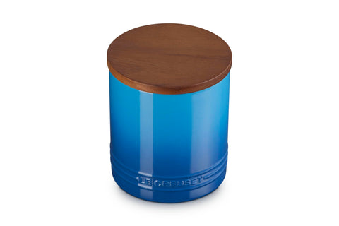 Le Creuset Stoneware Signature XL Salt Cellar and Storage Canister with Wood Lid, 38.4 oz. (1.2 qt.), Marseille