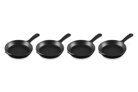 Set of 4 Mini Skillet 1/3 QT Matte Black