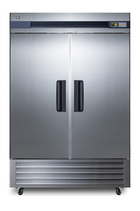 Summit Appliance SCFF497 Commercial 493 cu.ft. Reach-in All-Freezer in Complete Stainless Steel with French Door Swing, Self-Closing Doors, Microprocessor Control Panel, Open Door Alarm and Lock