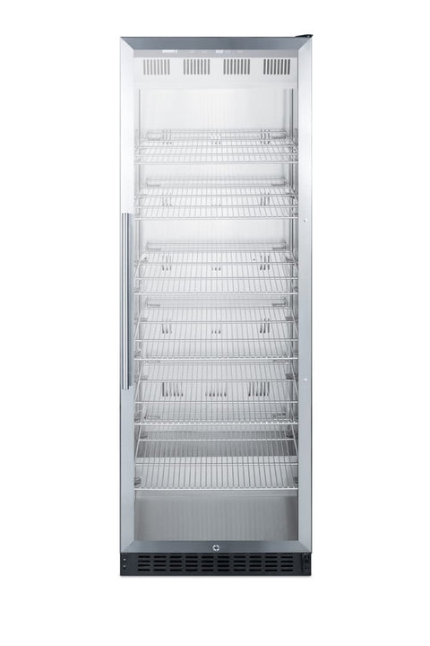 Summit 24" Full Size Beverage Cooler Refrigerator with Glass Door | Commercial Display Fridge for Wine Soda | 12.6 Cu Ft, (6) Adjustable Wire Shelves, 24"W x 24"D x 69.75"H, Stainless Steel, 115V, NSF
