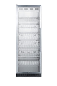 Summit Appliance SCR1401LH Full-Size Commercial Beverage Merchandiser with Left Hand Door, Stainless Steel Interior, Digital Thermostat, Self-Closing Glass Door, Lock and Black Cabinet