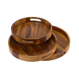 Kalmar Home Set of 3 Round Serving Trays - Solid Bottom