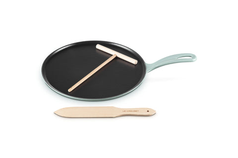 Le Creuset Enameled Cast Iron Traditional Round Crepe Pan, 10.25", Sea Salt