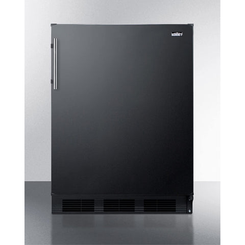 ADA compliant built-in undercounter refrigerator-freezer for residential use, cycle defrost with deluxe interior and black exterior finish