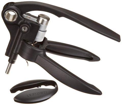 Le Creuset Original Lever Corkscrew Wine Opener and Foil Cutter Gift Set, Black